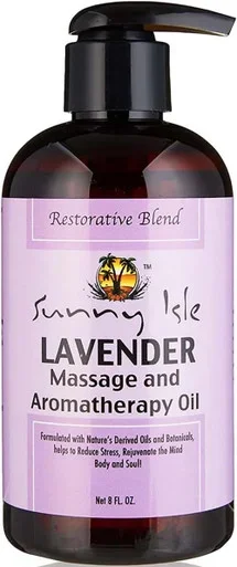 Sunny Isle Lavender Massage And Aromatherapy Oil Brown 8 fl oz